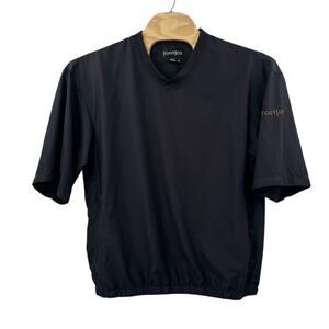 FootJoy FJ Golf Windbreaker XL Black Short Sleeve V Neck Zip Pockets Pullover